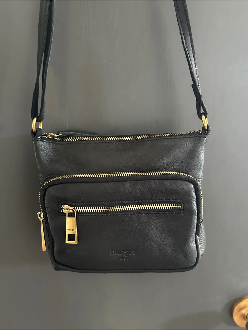 Margot Peyton Black Genuine Leather Crossbody Bag NWOT